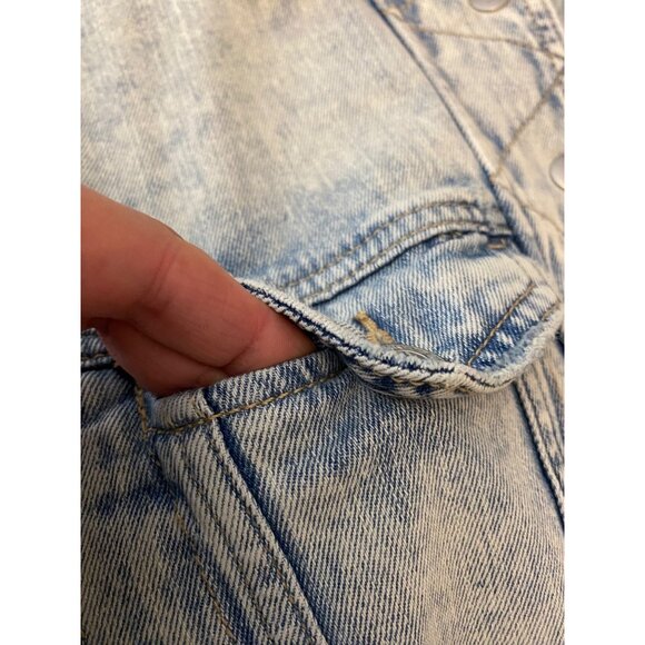 American Eagle Faux Shearling-Lined Denim Jacket With Button & Zip Closure XS - Picture 9 of 14